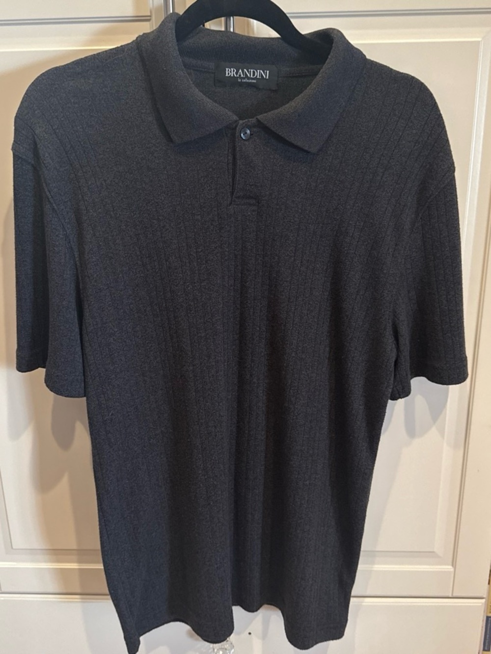 Brandini Men's Ribbed Charcoal Polo Shirt